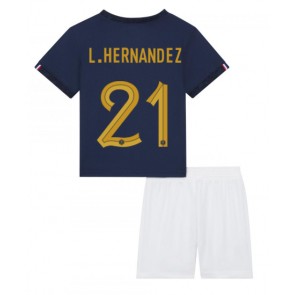 France Lucas Hernandez #21 Replica Home Stadium Kit for Kids World Cup 2022 Short Sleeve (+ pants)